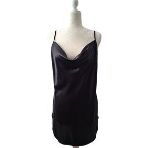 L.A. Intimates VTG Made In USA Women's Black Satin Slip Dress Medium